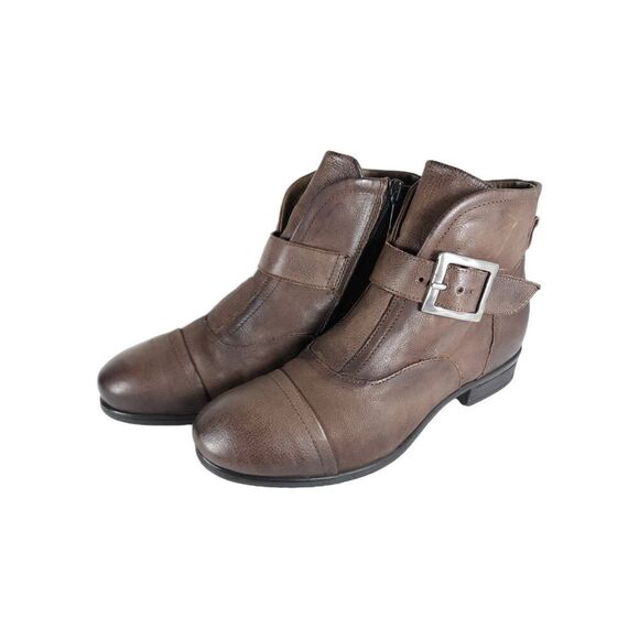 Miz Mooz Women's Siggy US7,5 EU38 Espresso Brown Leather Side Zip Ankle Boots - Picture 1 of 16